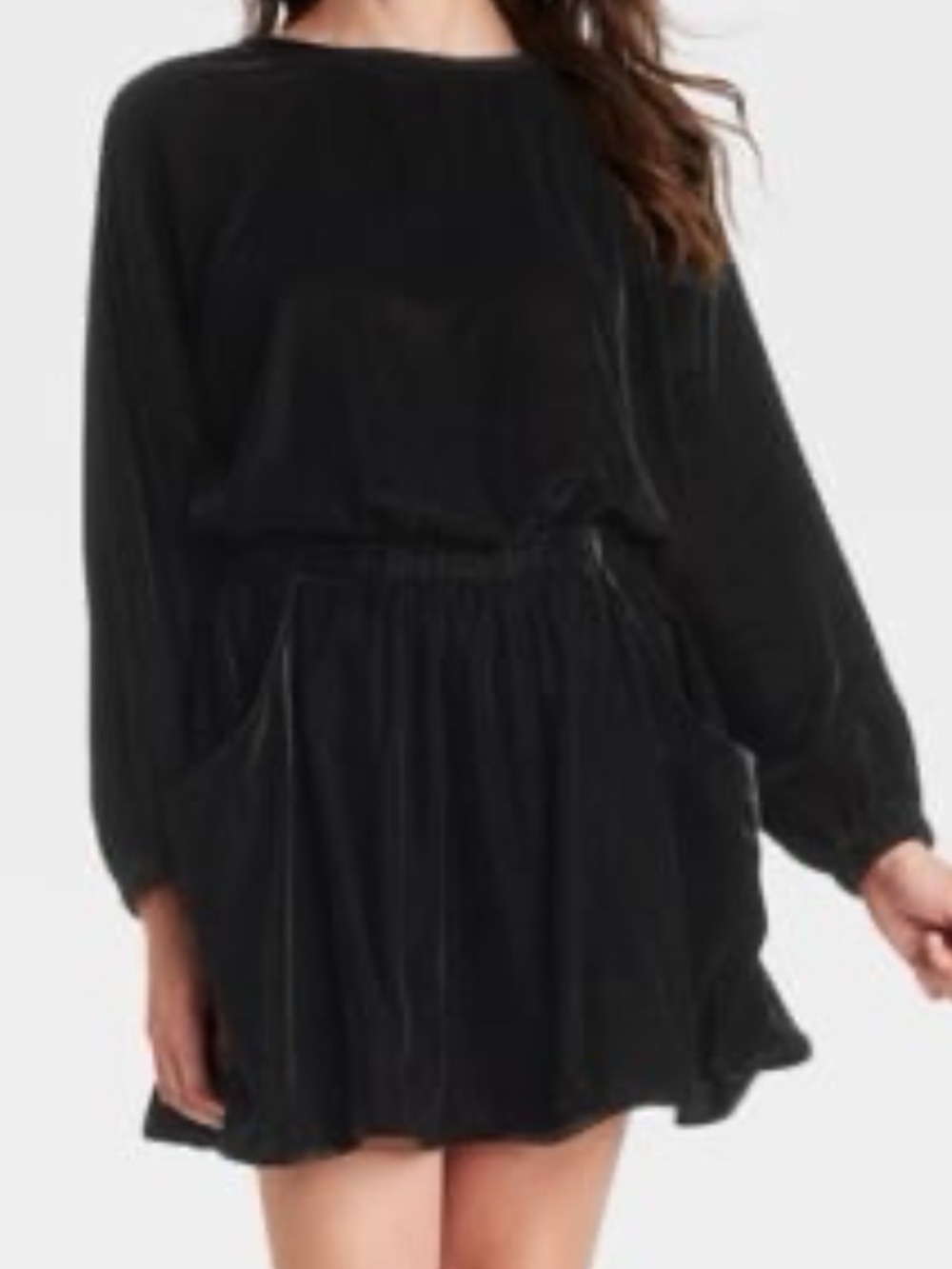 Universal Thread Black Velvet Mini Dress with Long Sleeves xs